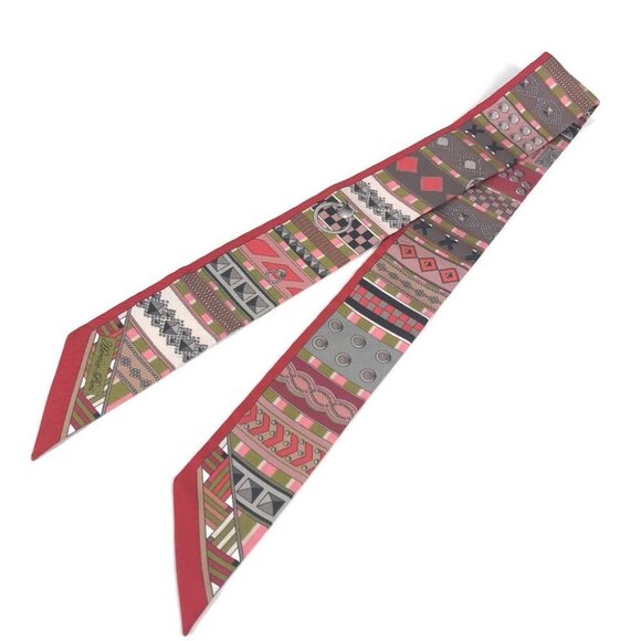 HERMES Twilly Twilly Collier de Chien Bandeau Scarf Scarf silk Red - Picture 1 of 15